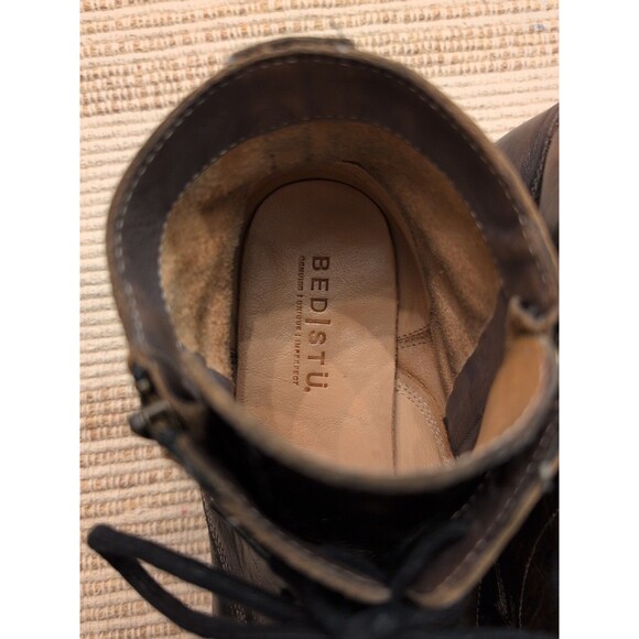 Bed Stu Cobbler Ankle Lace Up Side Zip Boots Dark Brown Vibram Soles Size 10 - Picture 4 of 14